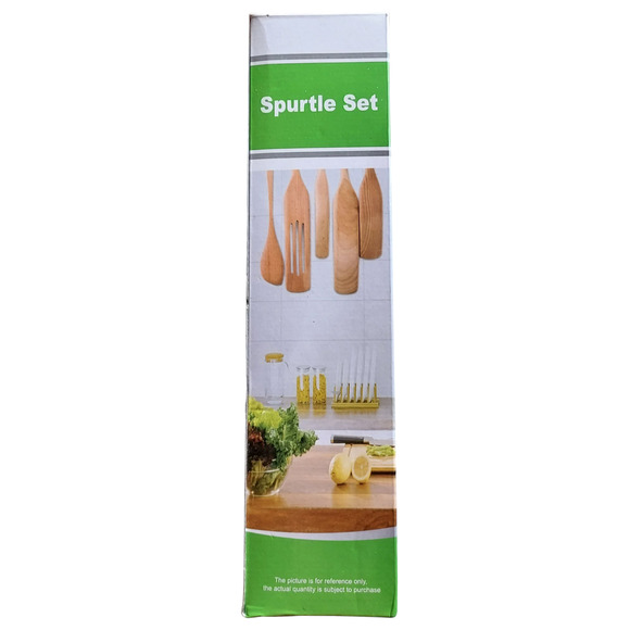 NEW NIB 5-Piece Wooden Spurtle Set Kitchen Utensils Stirring Mixing Serving - Picture 4 of 4